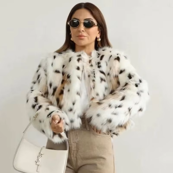 Luxury Lynx-Inspired Faux Fur Coat