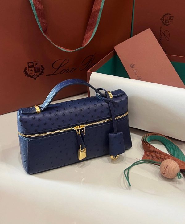 Loro Piana Ostrich Leather Bag – Navy Blue
